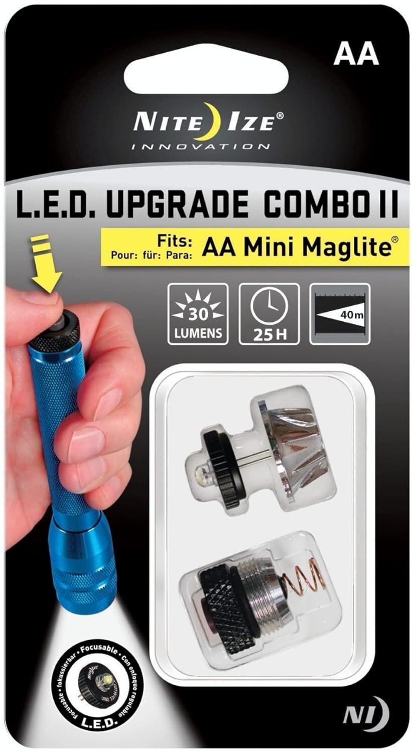 NEW Flashlight Upgrade Kit LED Replaces Bulb, Fits Aa Mini Maglite Twist, Button