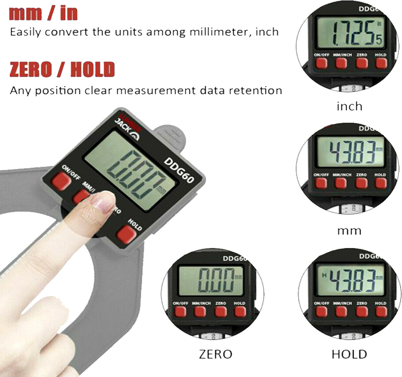 Digital Depth Gauge LCD Display 0- 85mm 60mm Jaw for Routers Table & Saws
