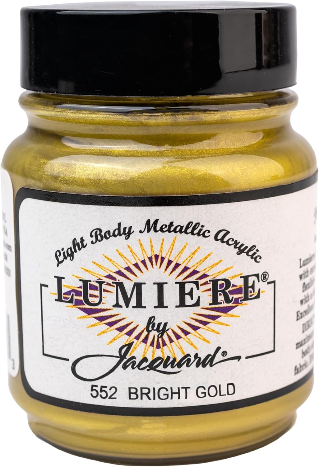 Jacquard Lumiere 2.25oz Fabric Paint 2.25 Fl Oz (Pack of 1), Bright Gold