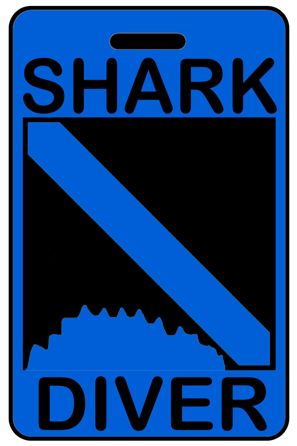Hi-Viz Blue Shark Diver w/ Shark Bite SCUBA Diving Luggage/Gear Bag Tag - New