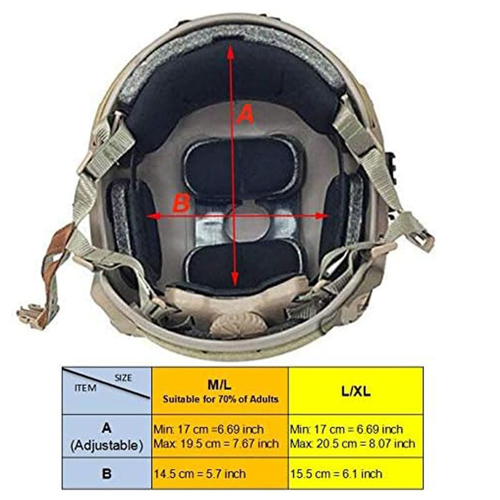ATAIRSOFT Adjustable Maritime Helmet ABS for Airsoft Medium-Large, Black