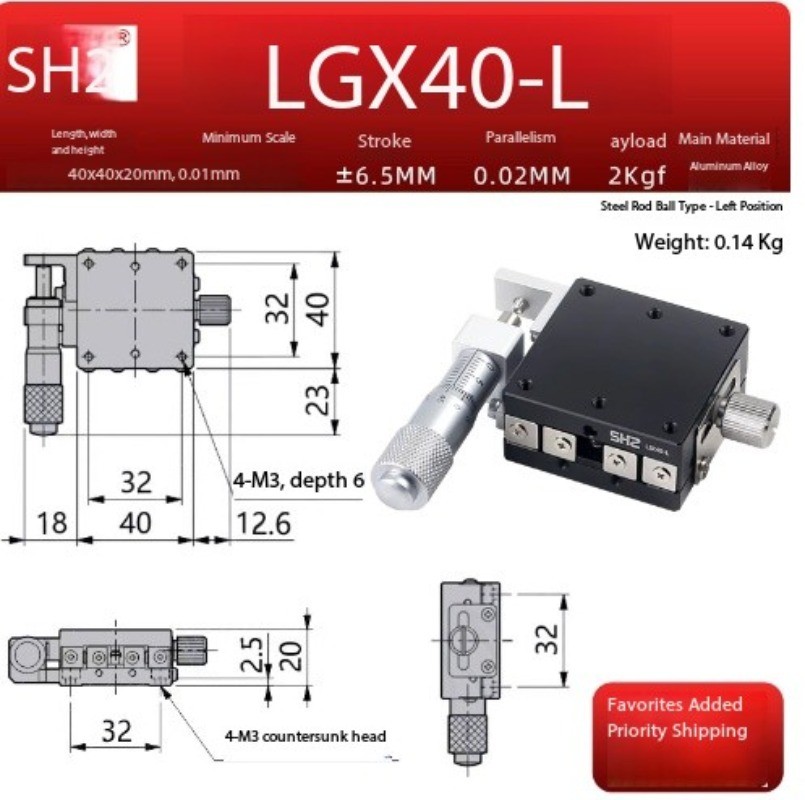 XY Translation Stage LX Optical LGX40/60/80/90-L-R-C Micrometer Platform Slide