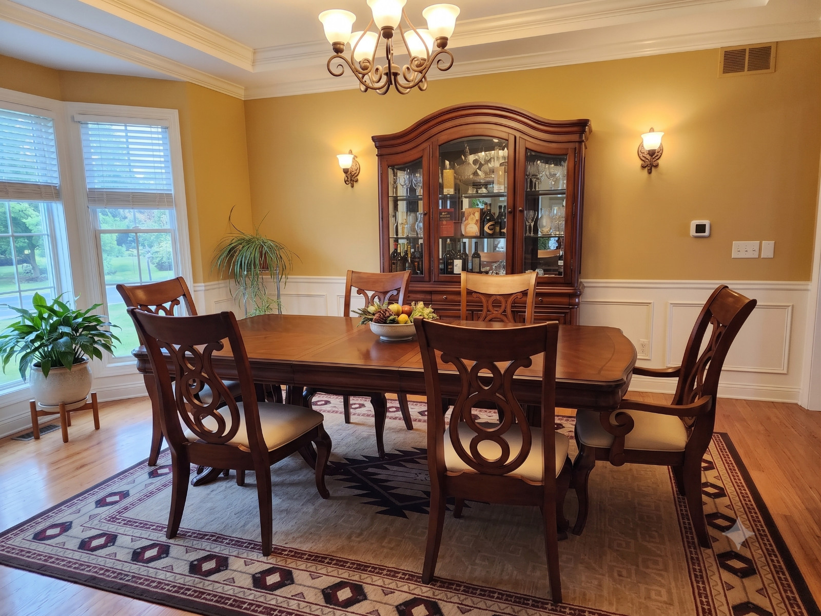 Dining Room Table, 6 Chairs, and China Closet