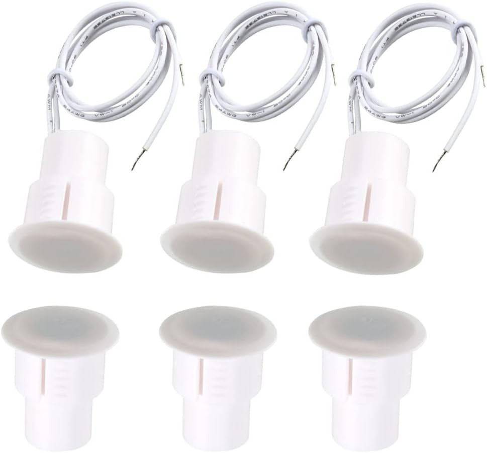 3 Sets White Iron Door Recessed Wired Security Window Alarm Sensors