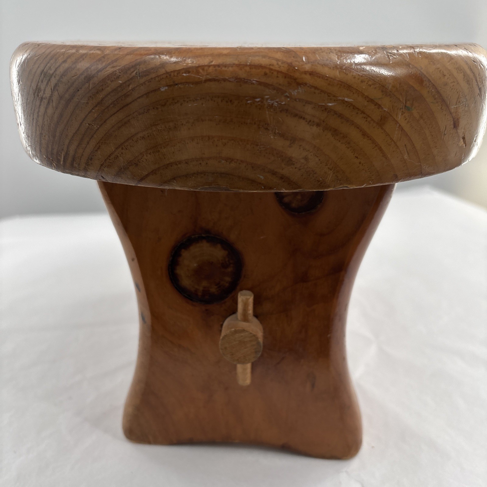 Handmade Wooden Child’s Step Stool Vintage Nursery Pyrography Raggedy Ann Chunky