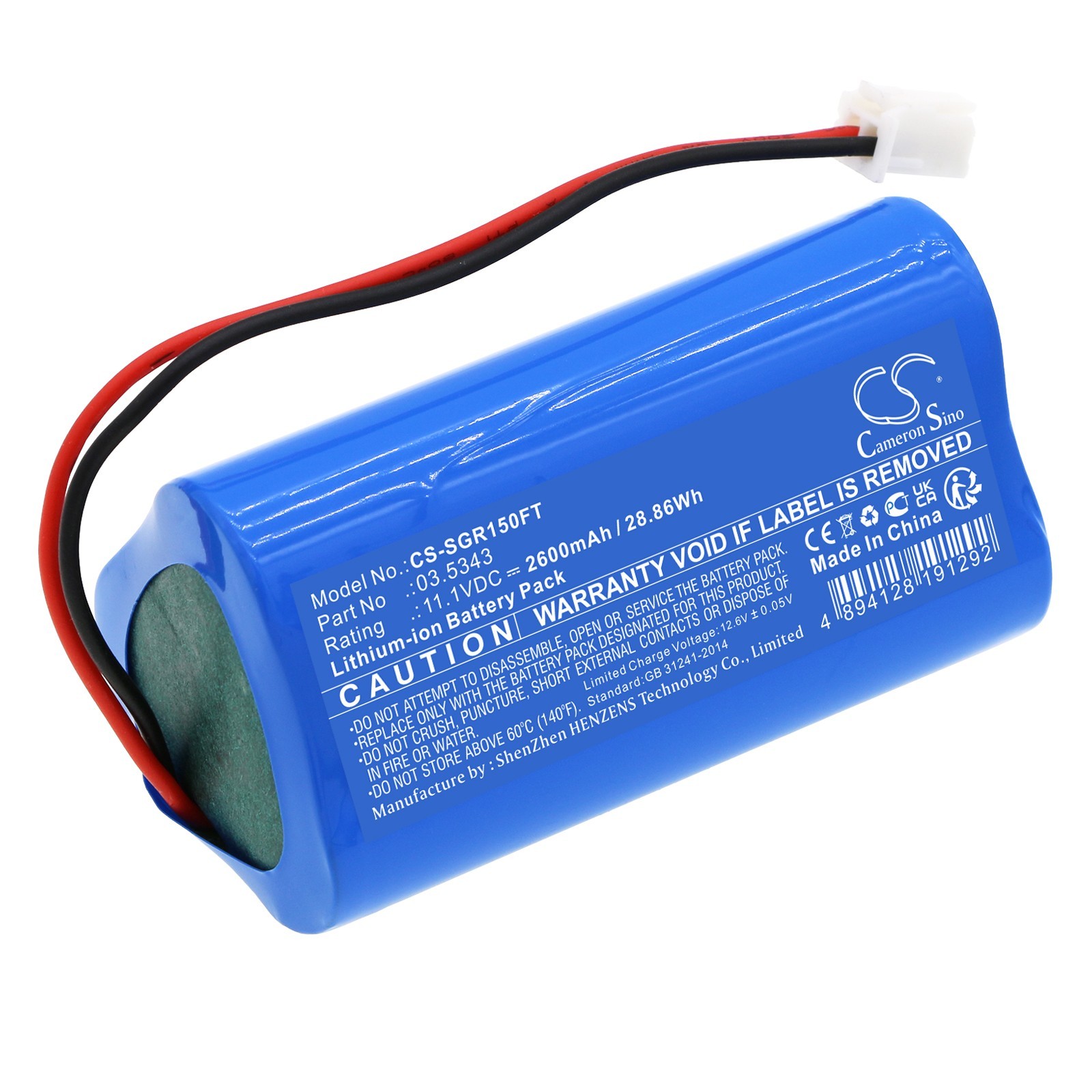 Li-Ion BATTERIE 11.1V 2600mAh Type 03.5343 For SCANGRIP VEGA 1500 C+R 03.5451