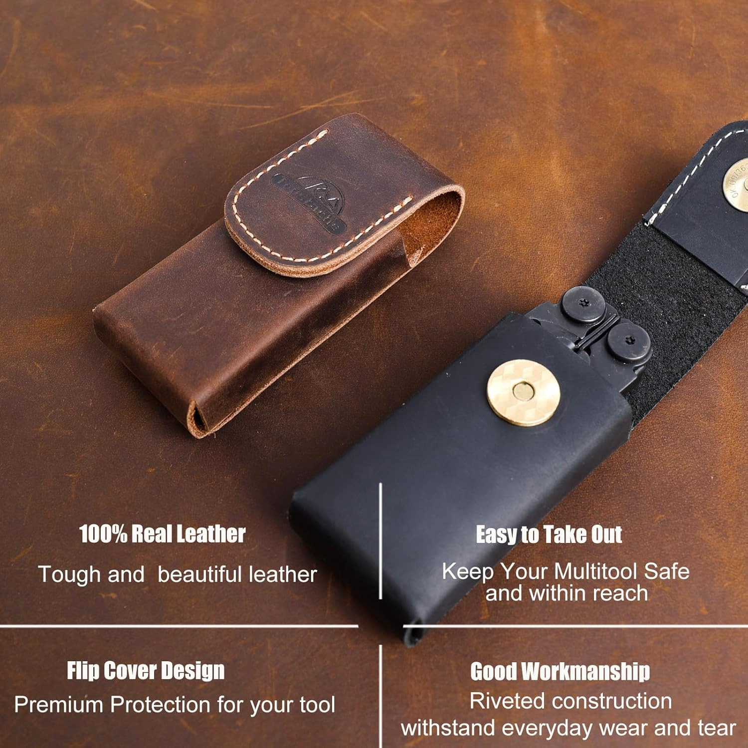 Leather Multitool Sheath for Belt - Multitool Holster for Leatherman Wave & Wave