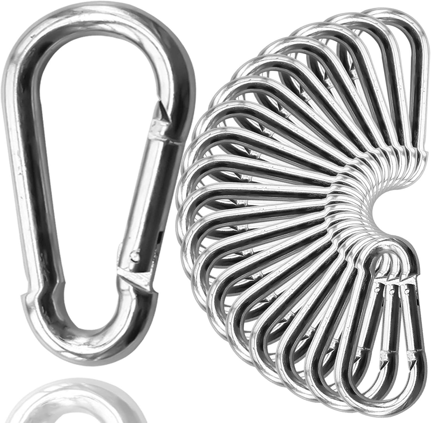 30Pack Heavy Duty Spring Snap Hooks 4Inch, 3/8” Carabiner Clips for Swing, Large