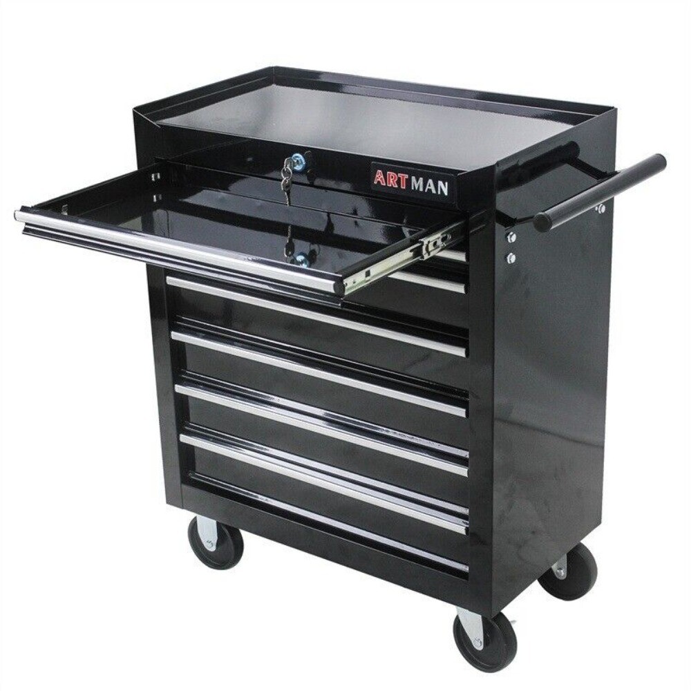7 Drawers Rolling Tool Box Cart Tool Storage Cabinet Steel Lockable Tool Chest