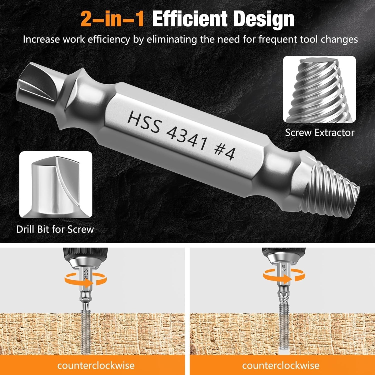 Compact 6 PCS Extractor Tool Set - High-Speed Steel Remover for Damaged Screws