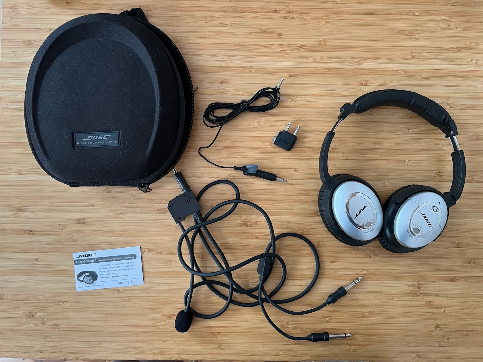 UflyMike + Bose QuietComfort QC15 Headset Pilot Aviation Dual GA Plug ANR