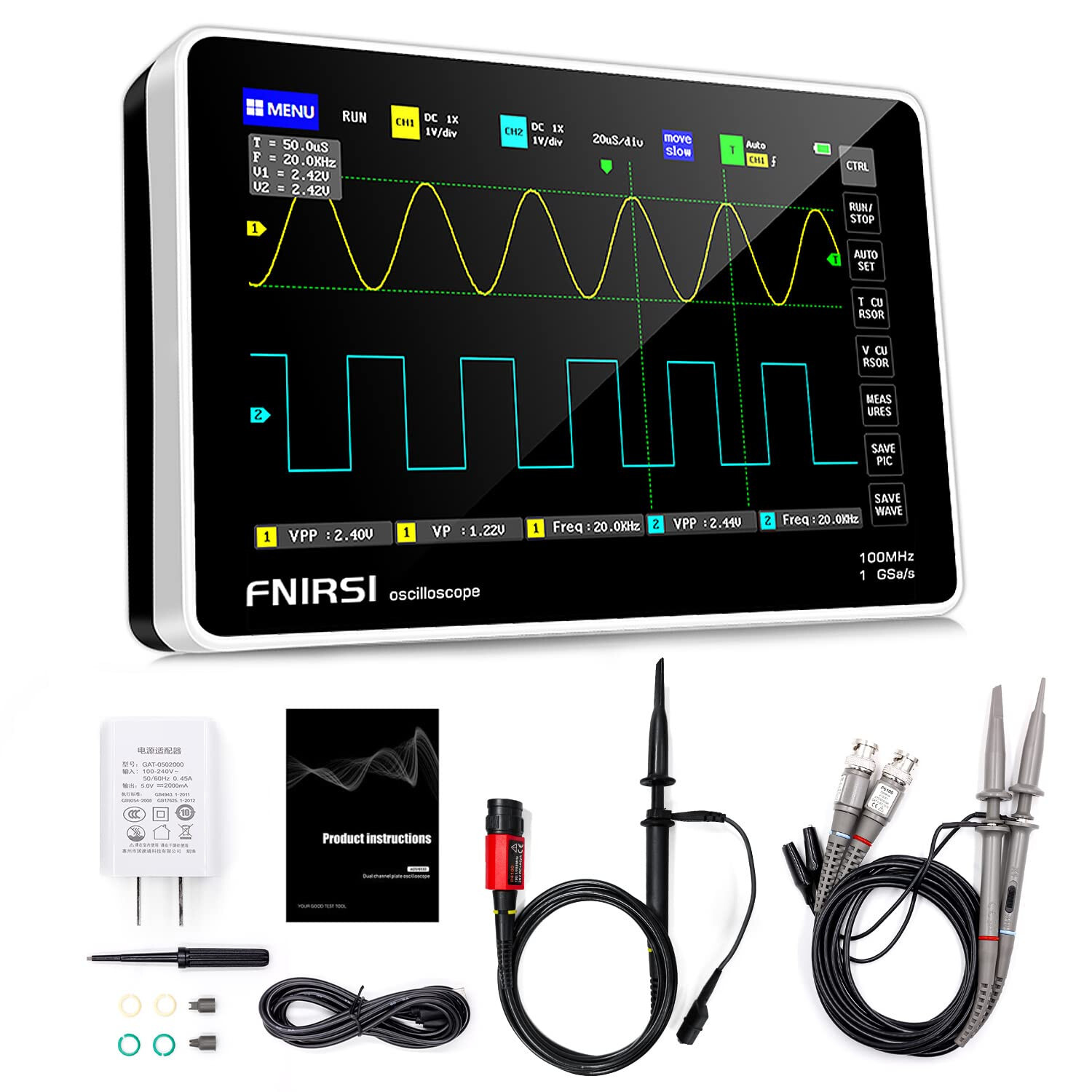 FNIRSI 1013D Plus Oscilloscope  Portable Handheld Tablet Oscilloscope with 100X