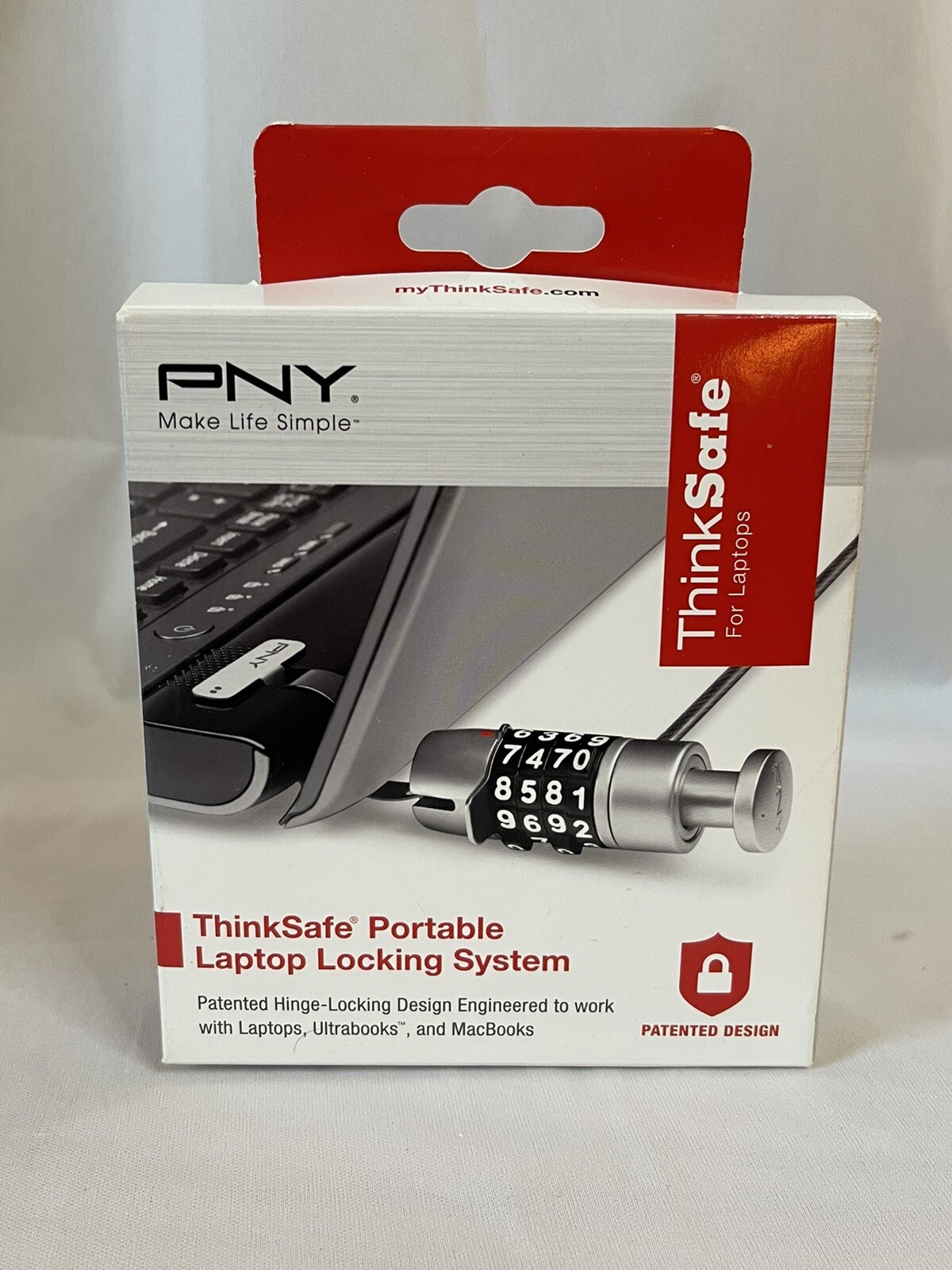 NEW PNY ThinkSafe Portable MacBook Locking System P-TSUL1-RB Lock 2012 Red Box