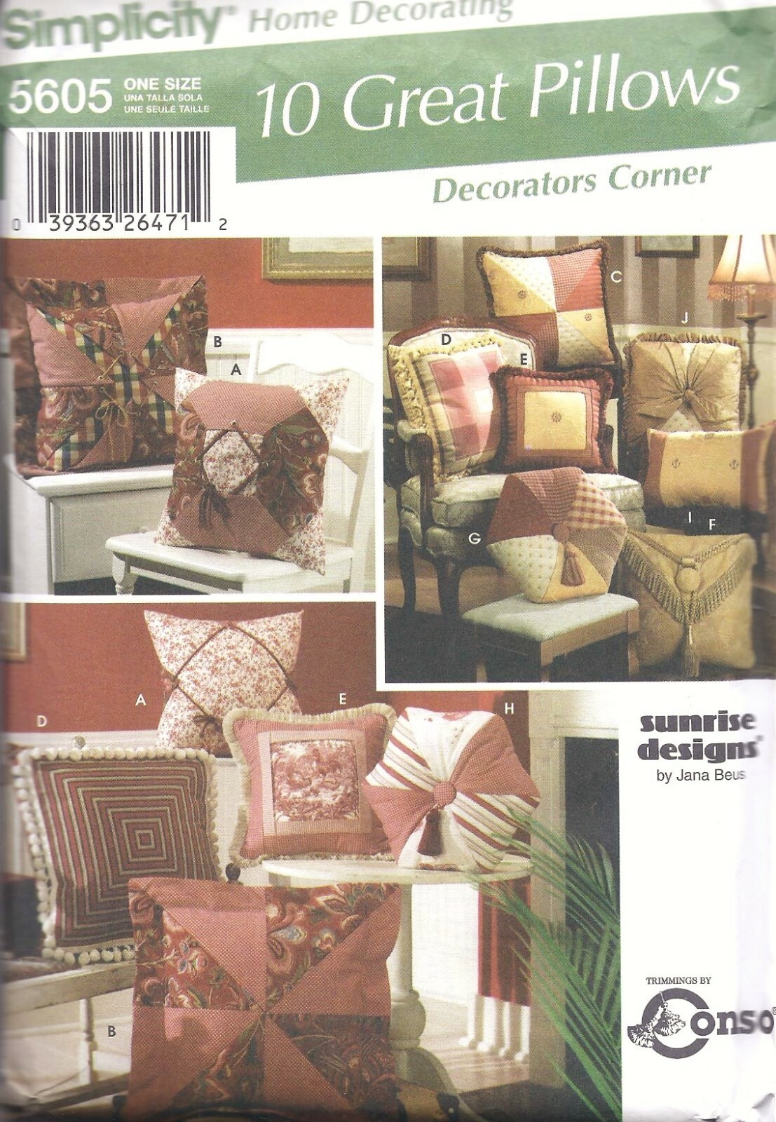 Pillow Square Rectangular Envelope Shaped Home Decor Toss Sewing Pattern UNCUT