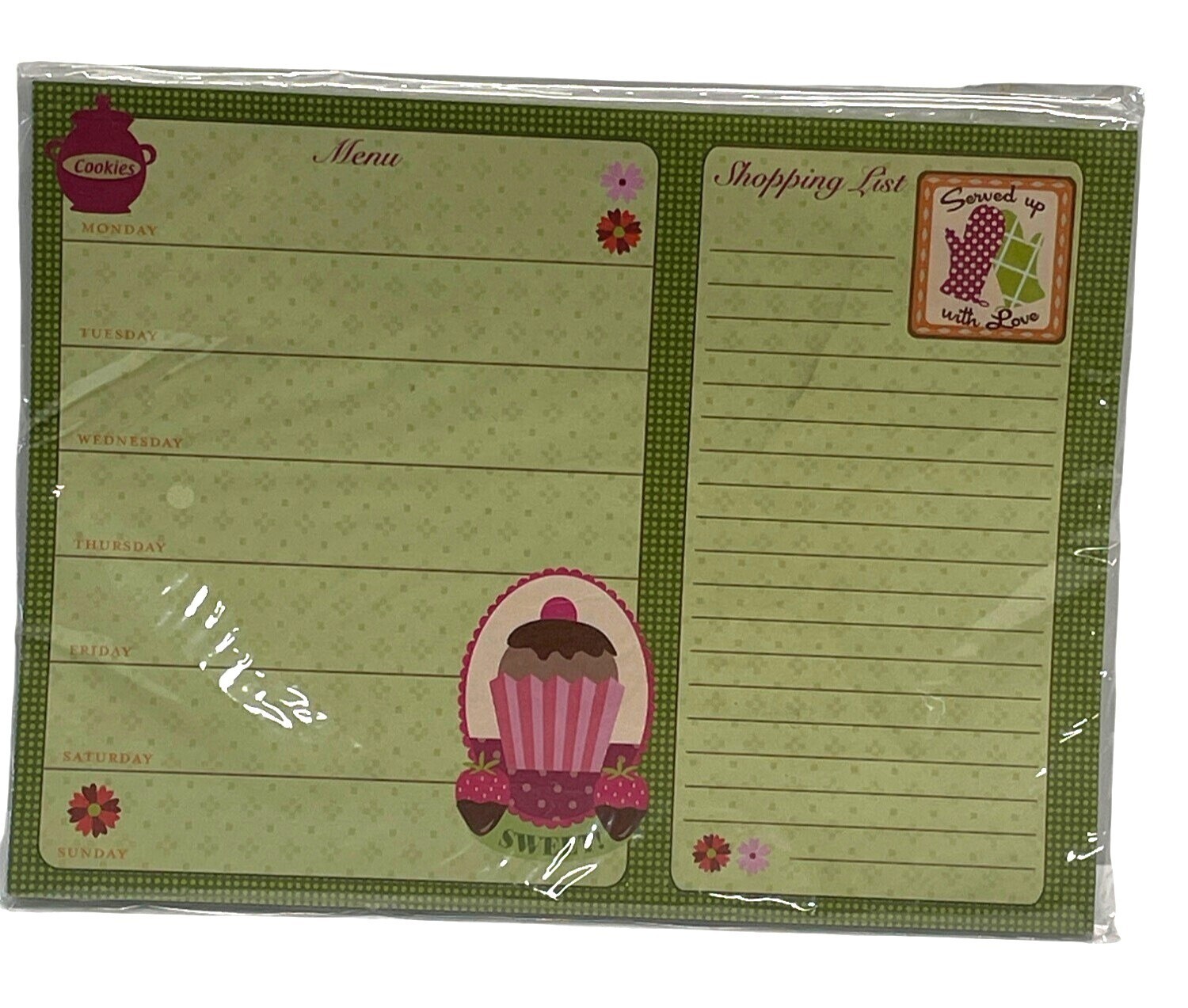Cupcake Design Magnetic Menu/Shopping List Pad By Studios 50 Sheets