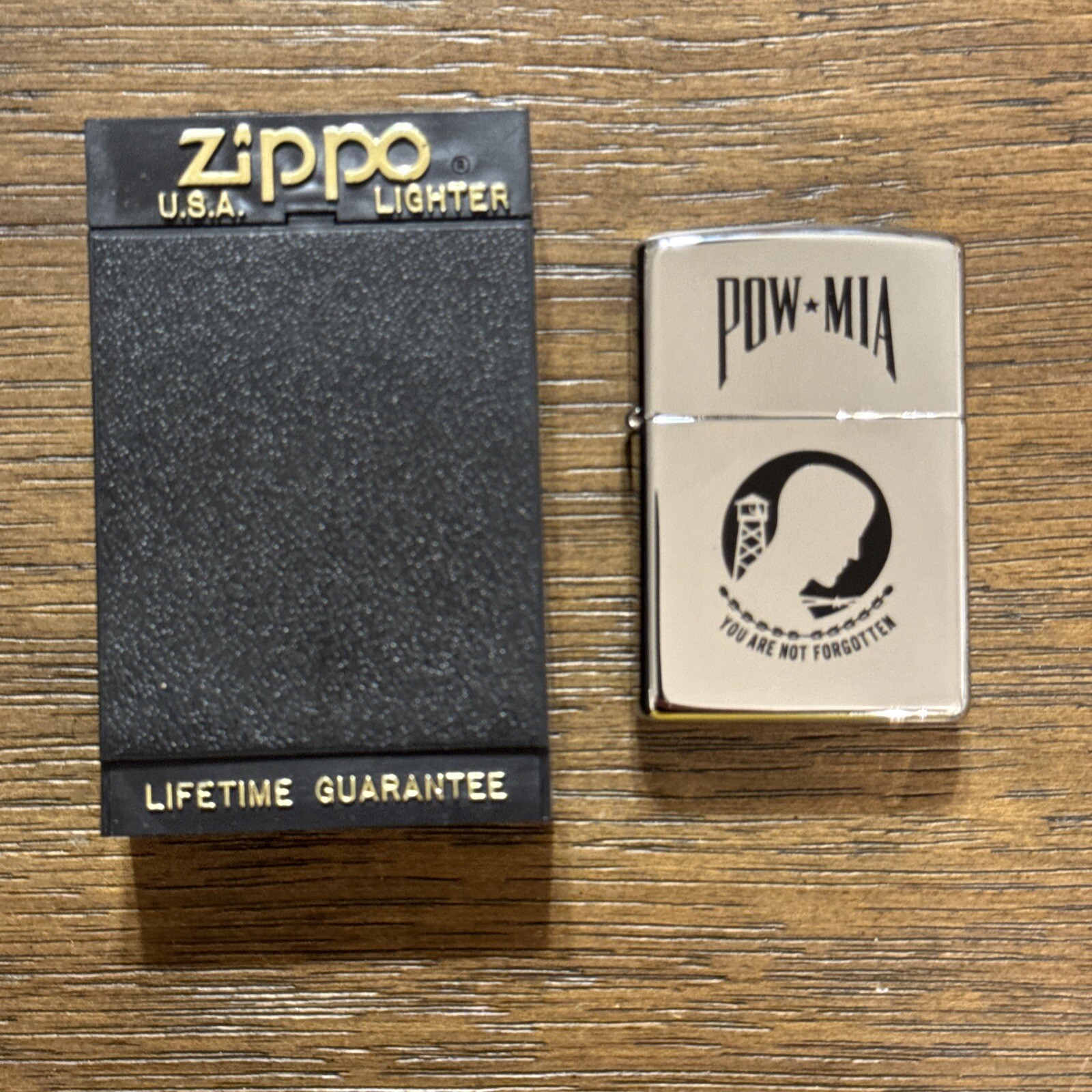 Vintage Zippo Lighter Chrome Pow Mia Unfired Sealed Unused MIB
