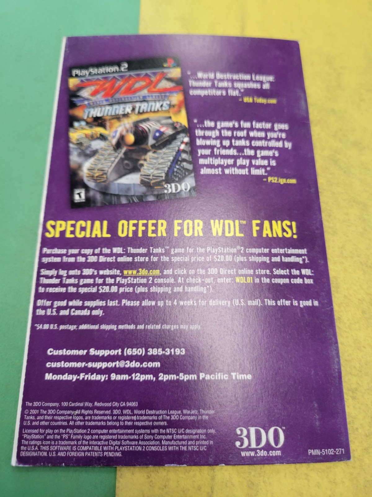 war jet ps2 Manual Only