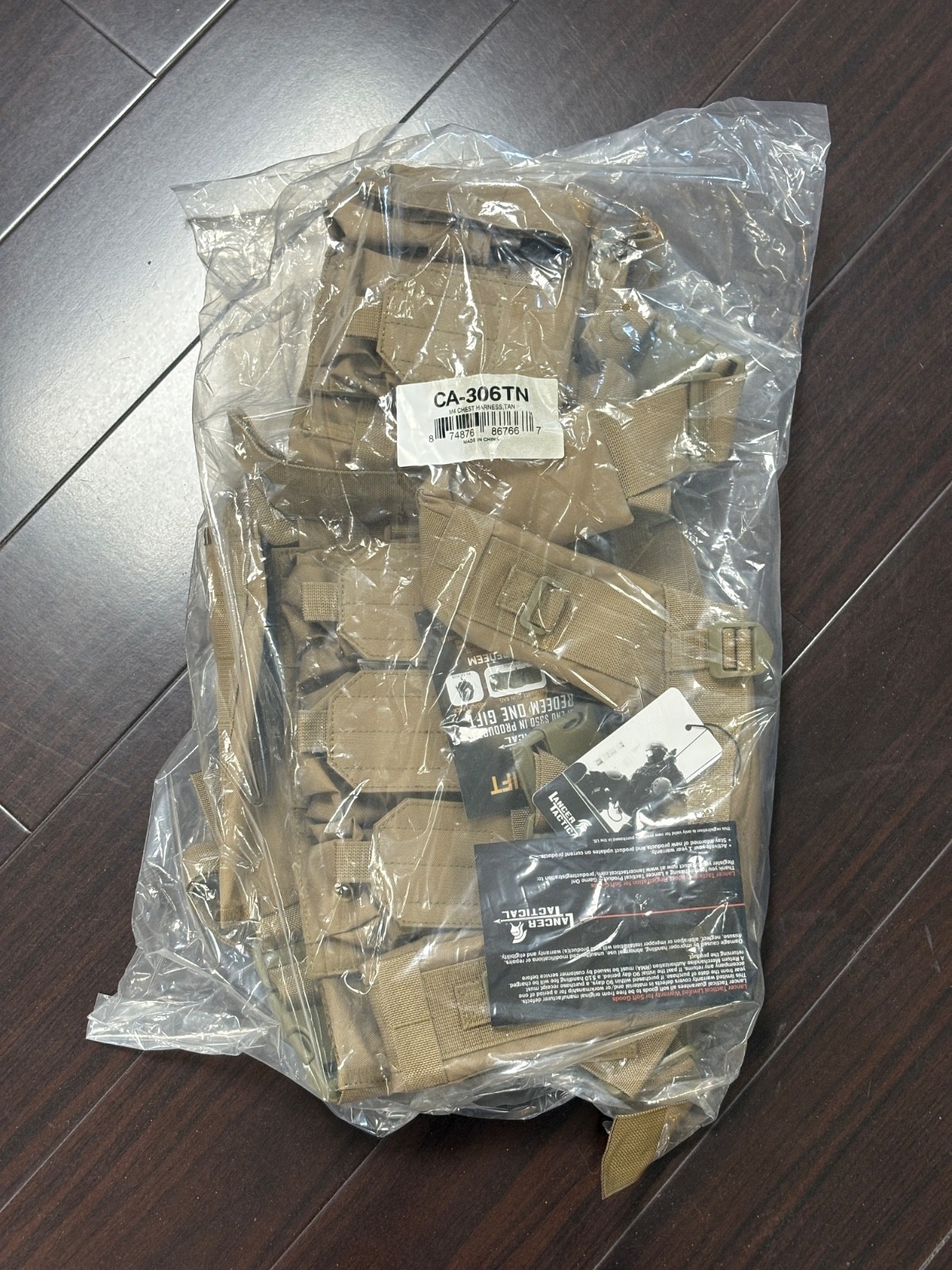 Lancer Tactical CA-306TN Nylon M4 Chest Harness, Color Tan