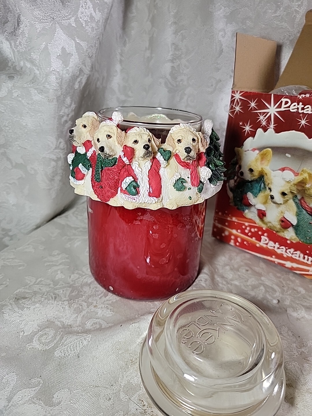 Petasaurus Yellow Lab Dog Candle Collar to Fit Yankee Candle Single Wick Lg Jar