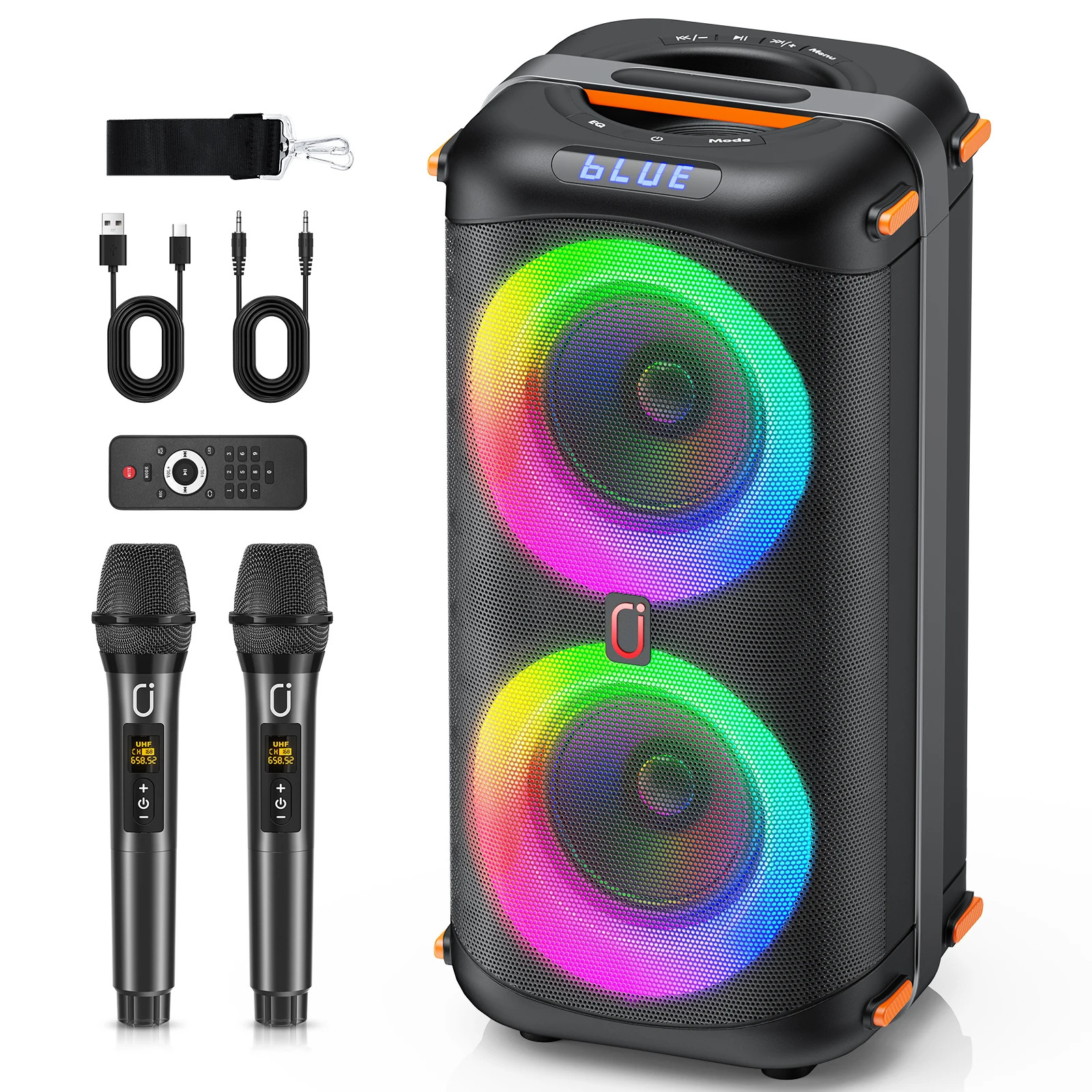 Wireless Bluetooth Speaker, Karaoke Machine with 2 Microphone, Home Karaoke Part