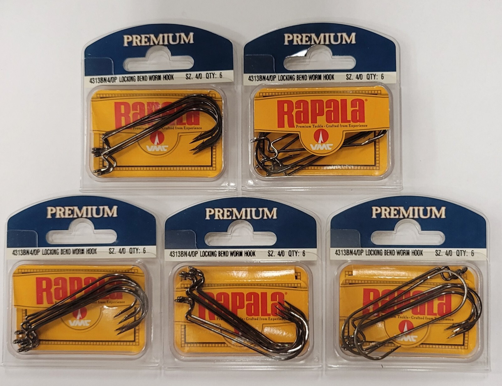 5pk Rapala Premium Octopus Black Nickel Hook Size 4/0 Qty 6ea pack #4313BN4/0P