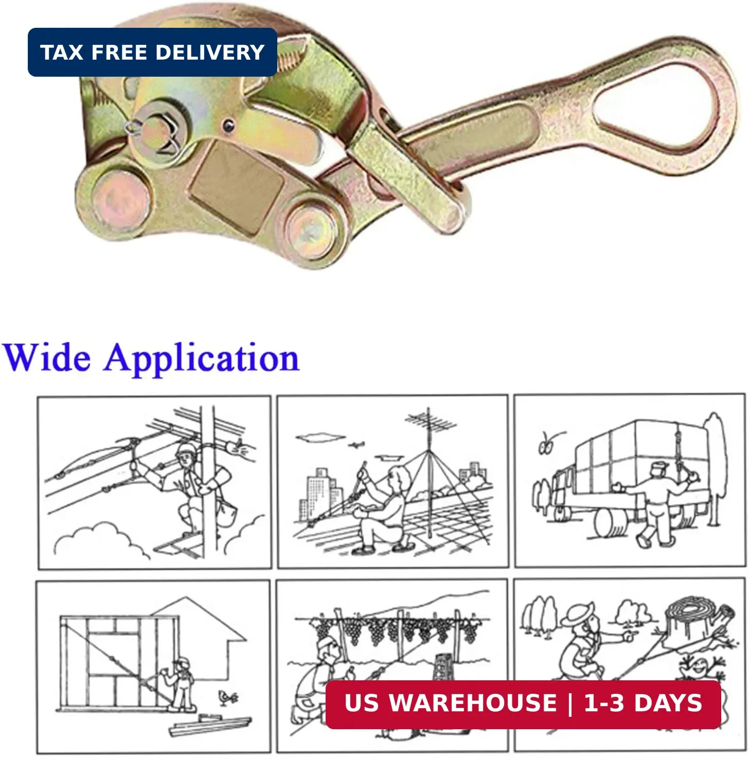 Cable Grip Wire Gripper Steel Cable Puller Tool for Wire Rope,Pulling 2204 Lb...