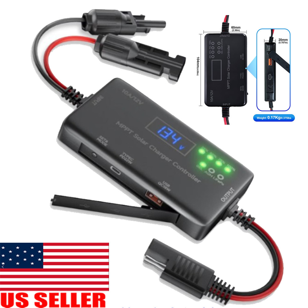 New Solar Charge Controller 12V 10A MPPT Solar Panel Charge Controller USB Port