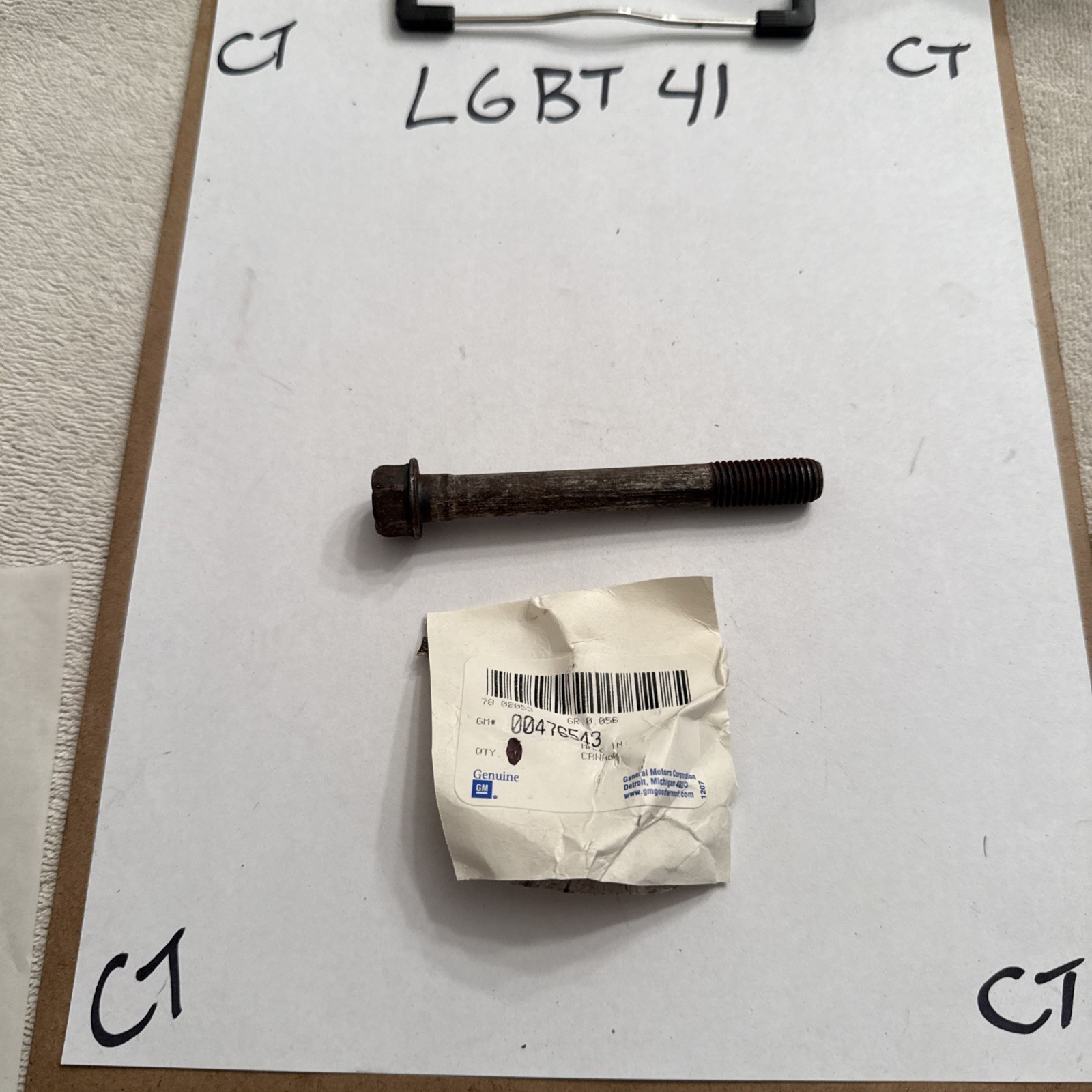 (1) GENUINE GM 476543 Bolt/Screw, Crankshaft Bearing Cap M11 X 1.5 X 93.0