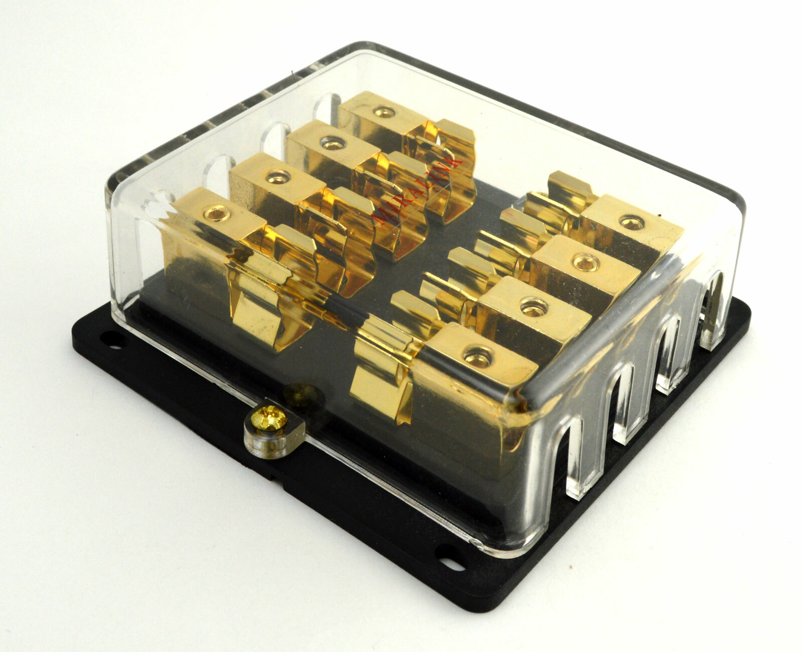 4 8-Gauge In 4 8-Gauge Out Gold Plated AGU Fuse Holder Distribution Block 200AMP