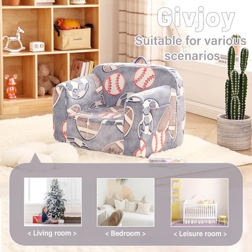 Toddler Chair Plush Kids Couch, Comfy Kids Sofa Lounger Chair for Football