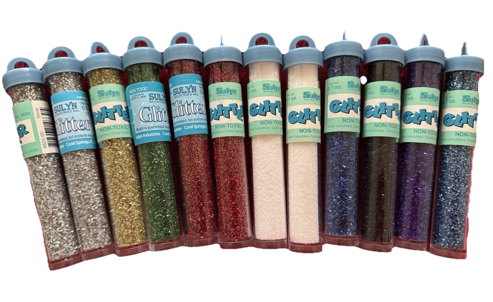 LOT of 12 GLITTER tubes Various Colors Total .77 oz CRAFT Supplies NEW Value $60