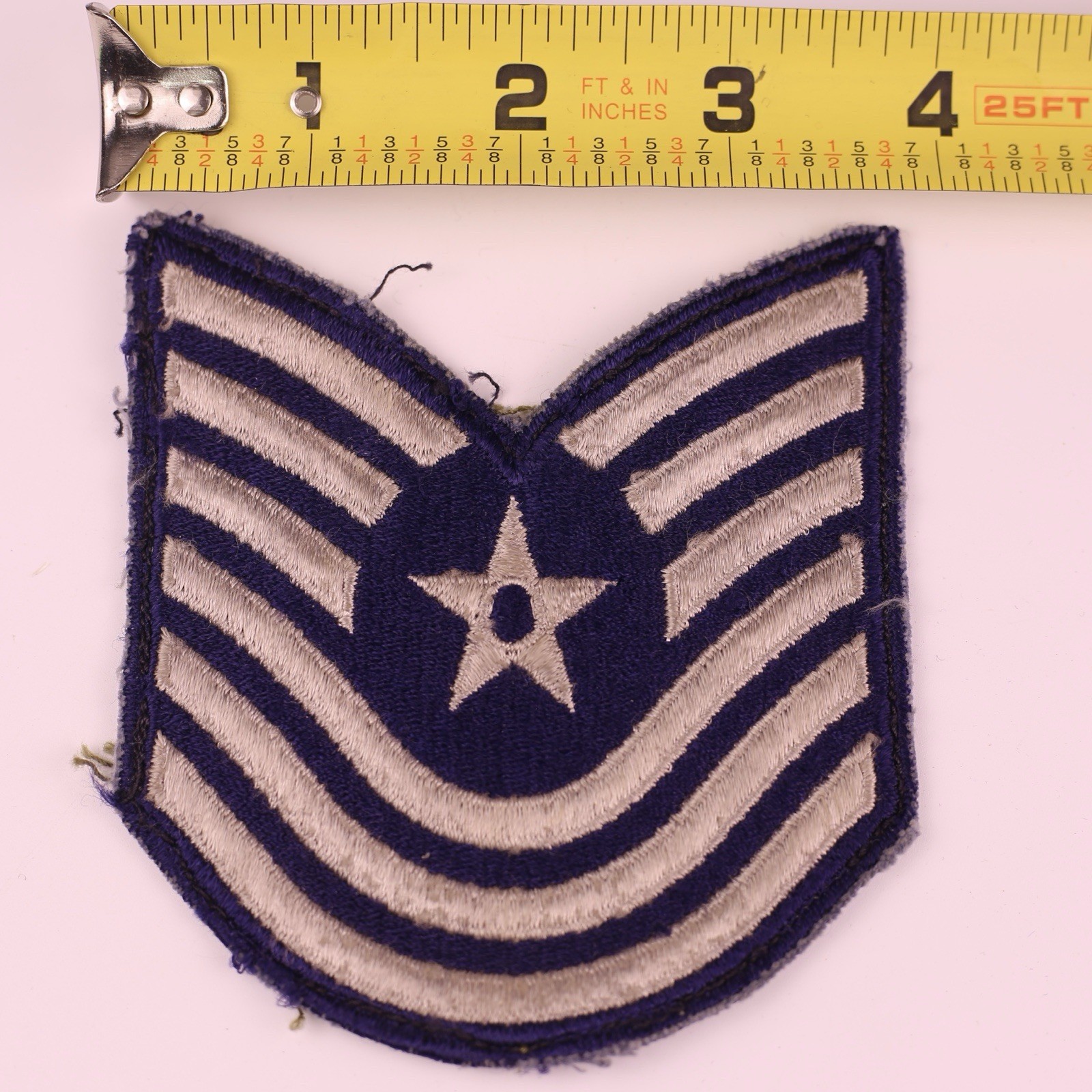 U.S. Military USAF Master Sergeant Rank Insignia Patch E-7 Blue Grey 4” Cut Edge