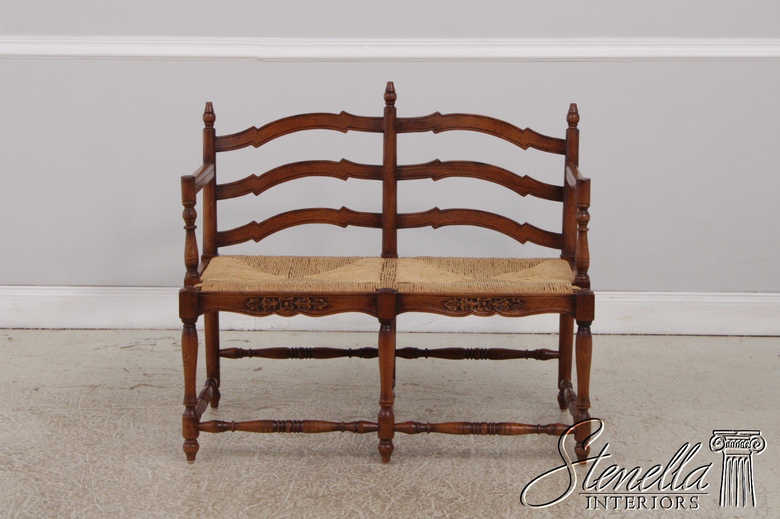 72704: Country French Rush Seat Bench