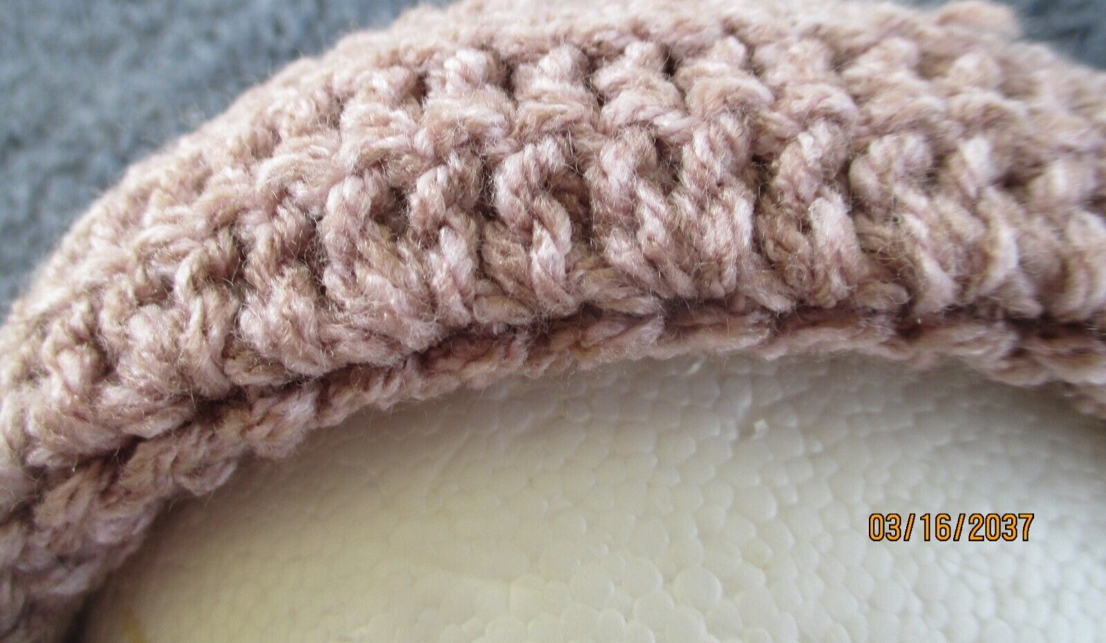 Lady's Hand Crocheted Beanie Hat LIGHT ROSE Cut AWAY Back Acrylic Adult Size