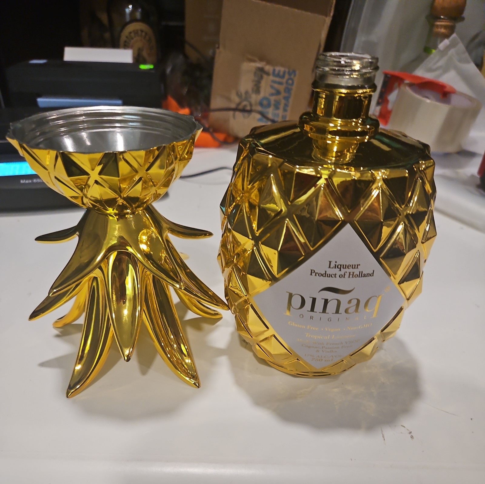 Pinaq Yellow #5 Pineapple Liqueur 750ml Bottle Bar Display - EMPTY