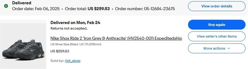 Nike Shox Ride 2 Iron Grey & Anthracite - HV2540-001 - BRAND NEW - Mens 7.5