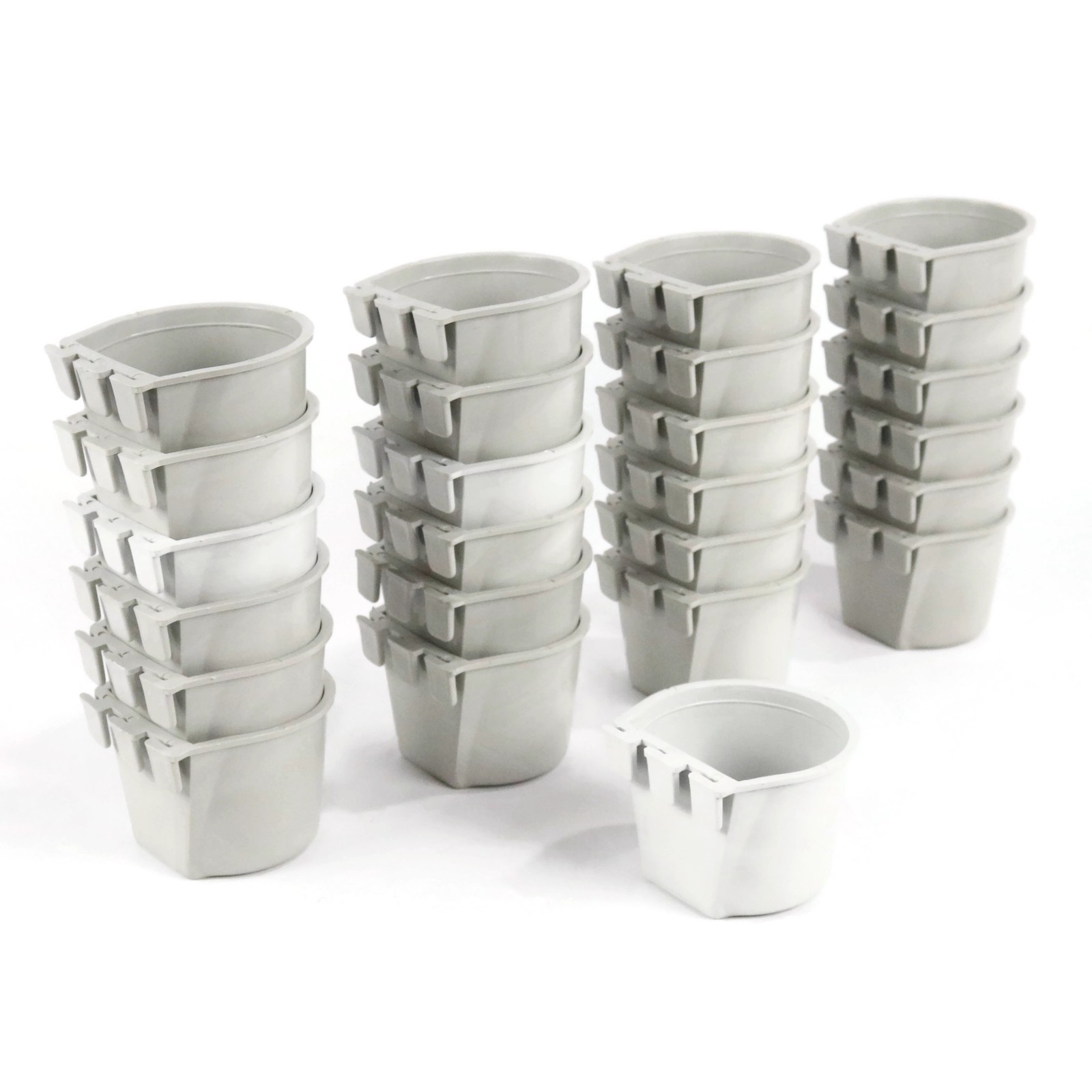 24-Pack - Gray Cage Cups for Feed & Water for Poultry, Ducks, Birds, Hamsters