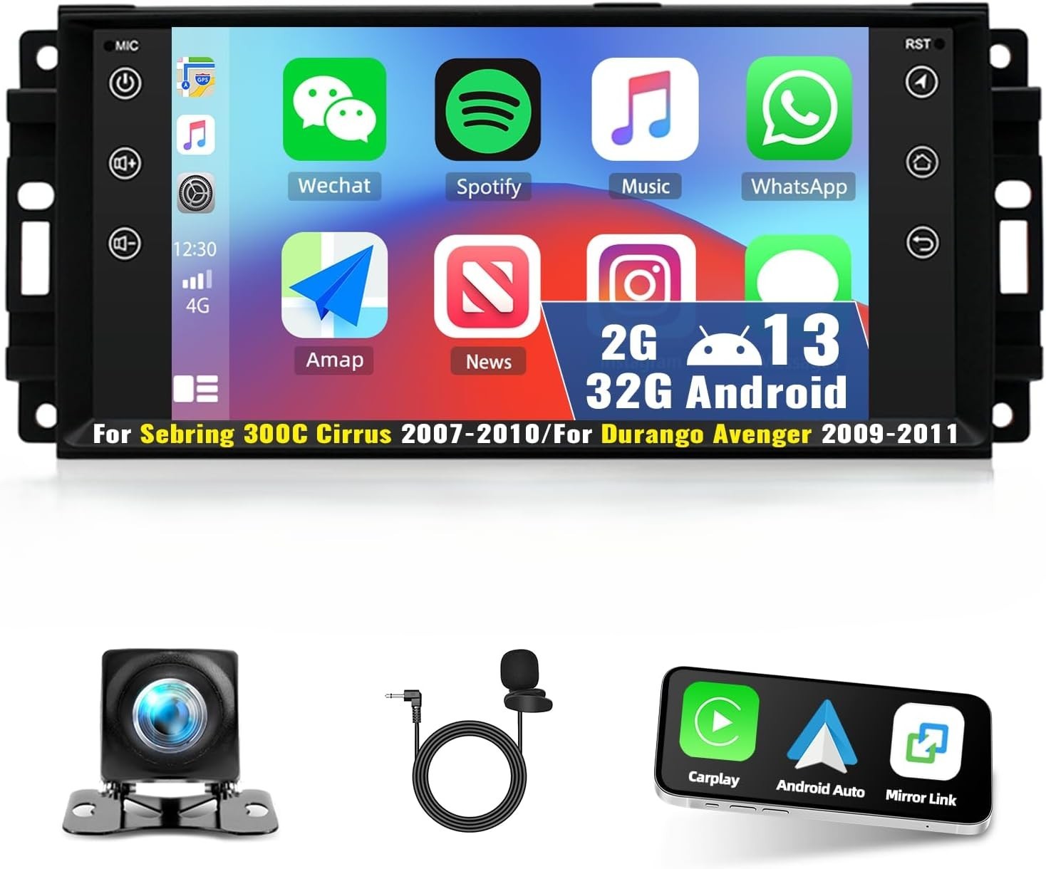 Car Stereo for Durango Avenger 2009-2011 with Carplay / Android Auto, 2GB + 32GB