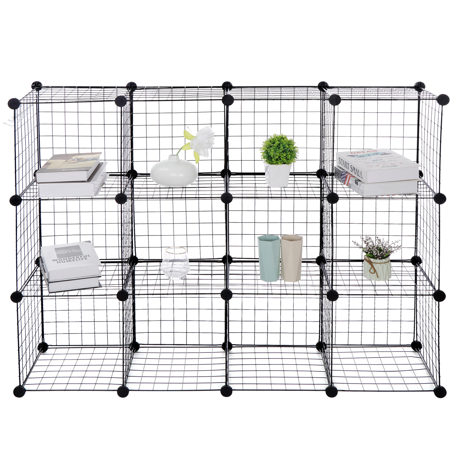 2X 12-Cube Storage Shelf Storage Bins Wire Cube Storage Organizer Modular