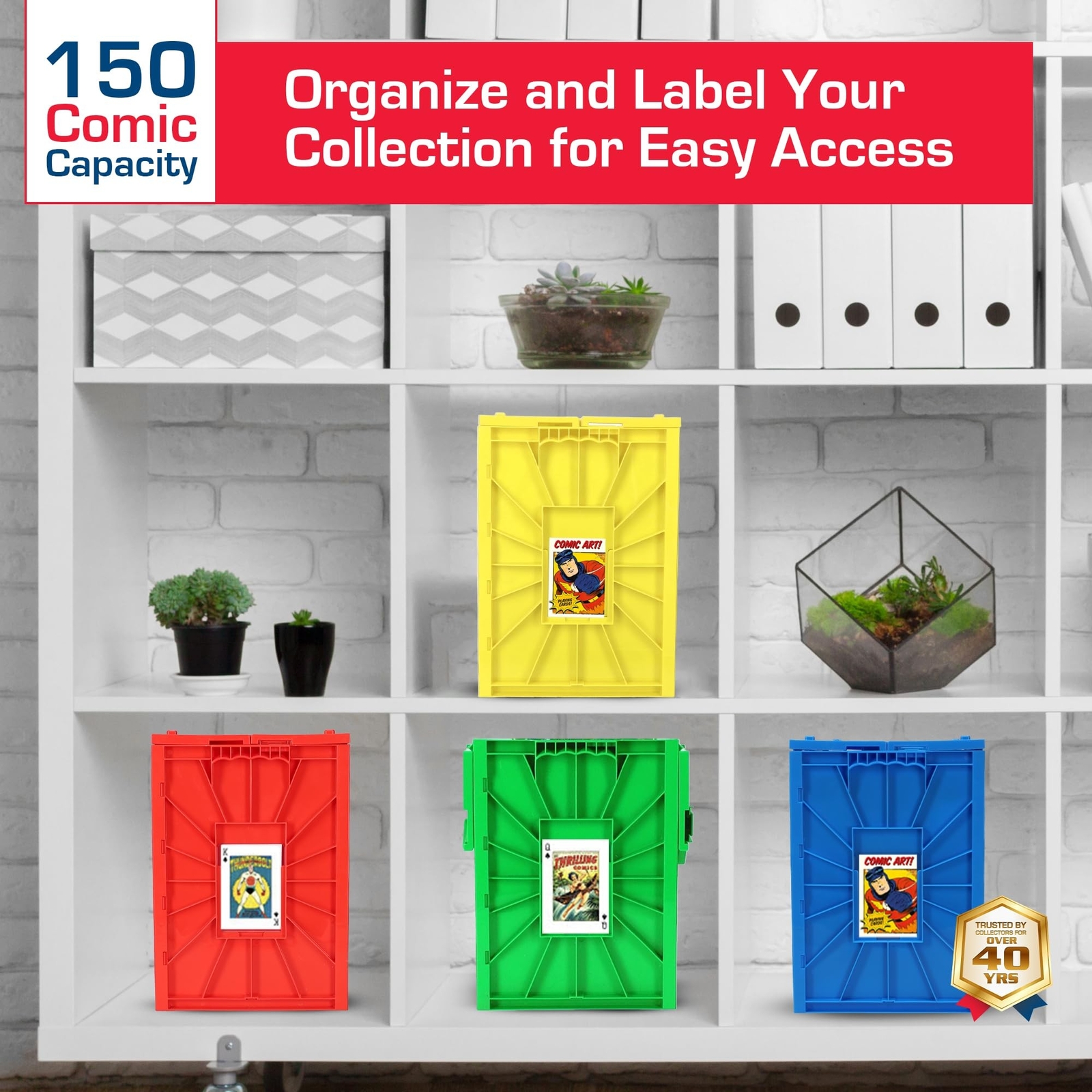 BCW Comic Bin, Black - Holds 150 Comics, Acid Free Storage and Organizer, Hea...