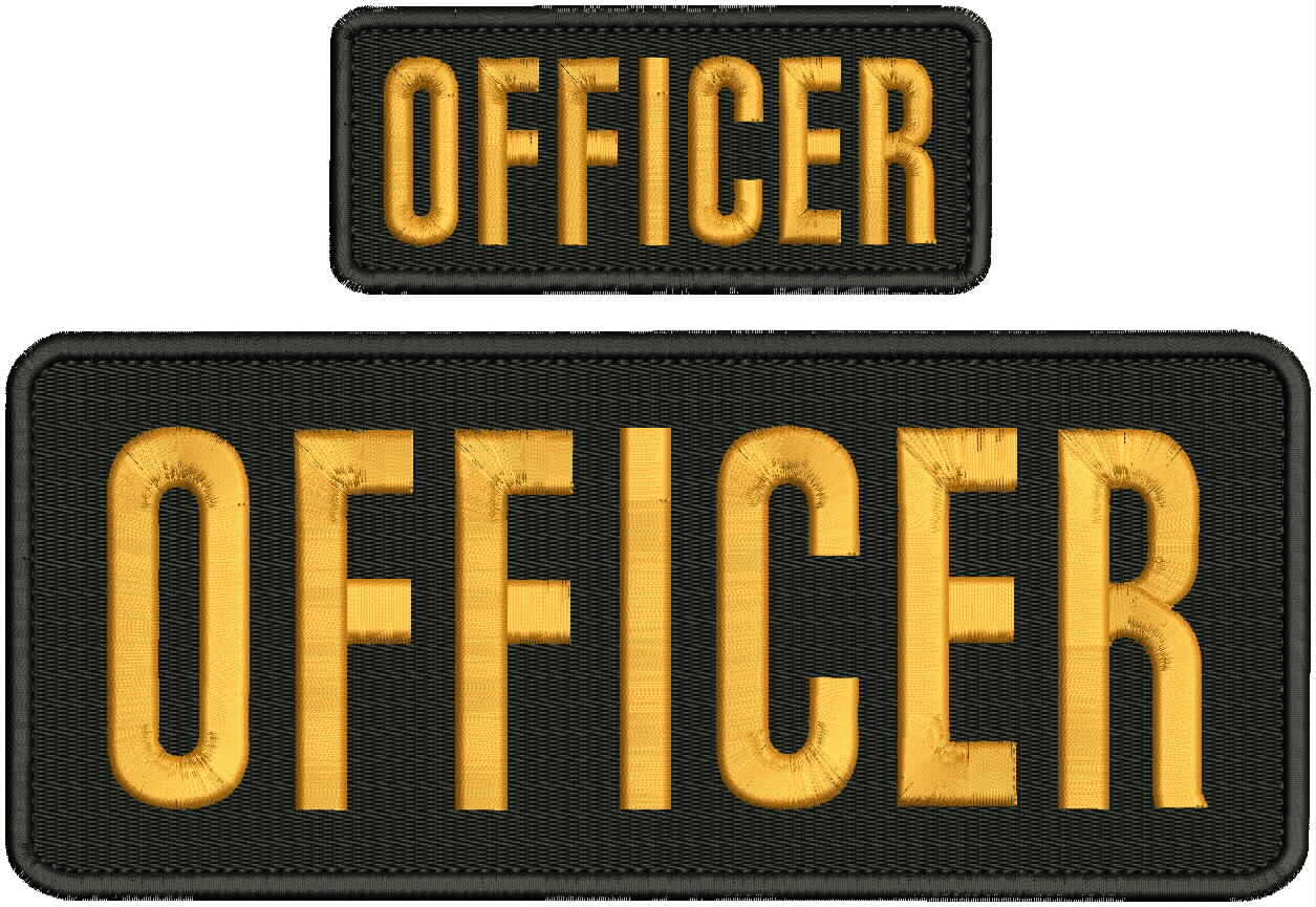 officer embroidery Patches 4x10 and 2x5 hook on back  gold