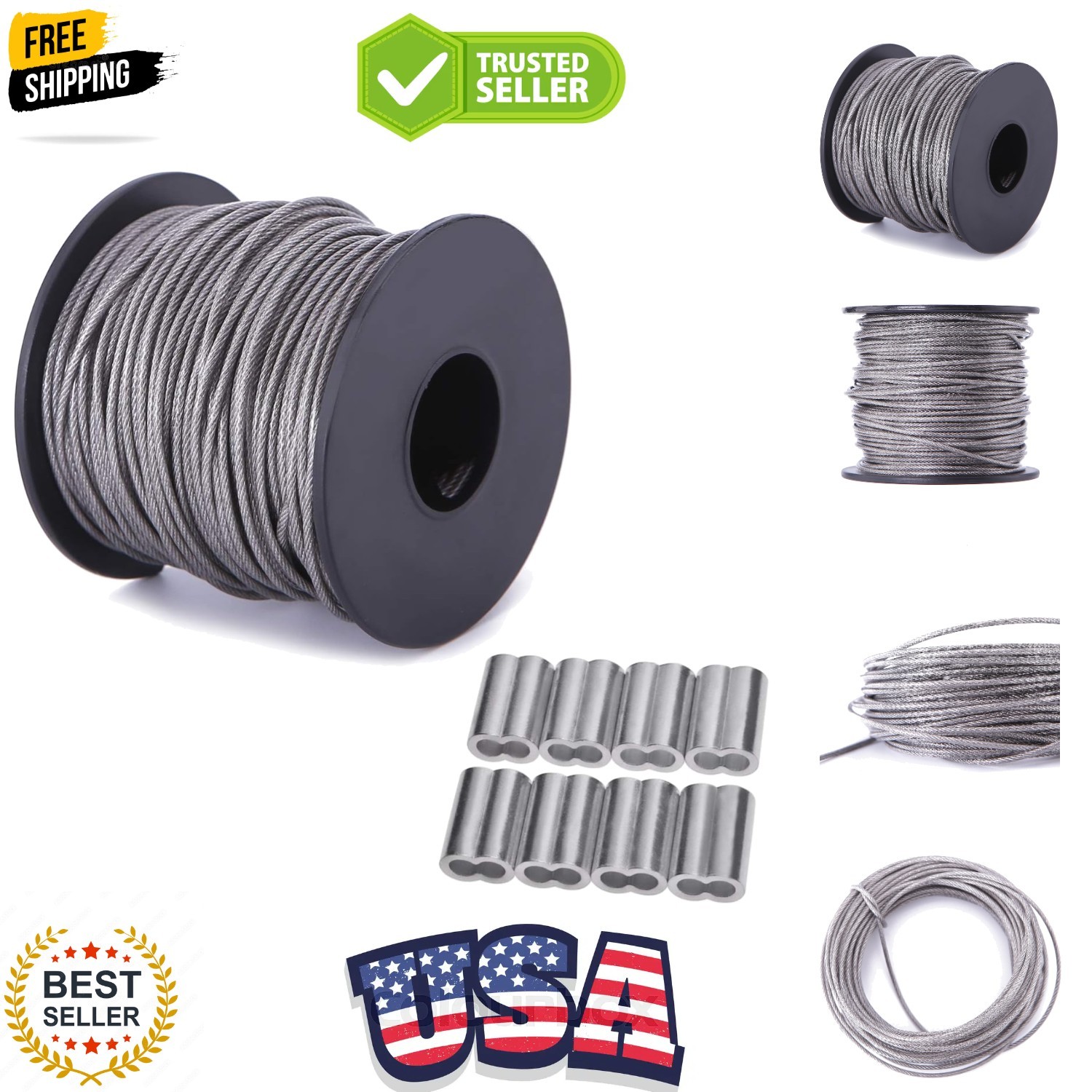 167FT50M Picture Hanging Wire 1.5MM Up to 150lbs Stainless Steel Wire with Sp...
