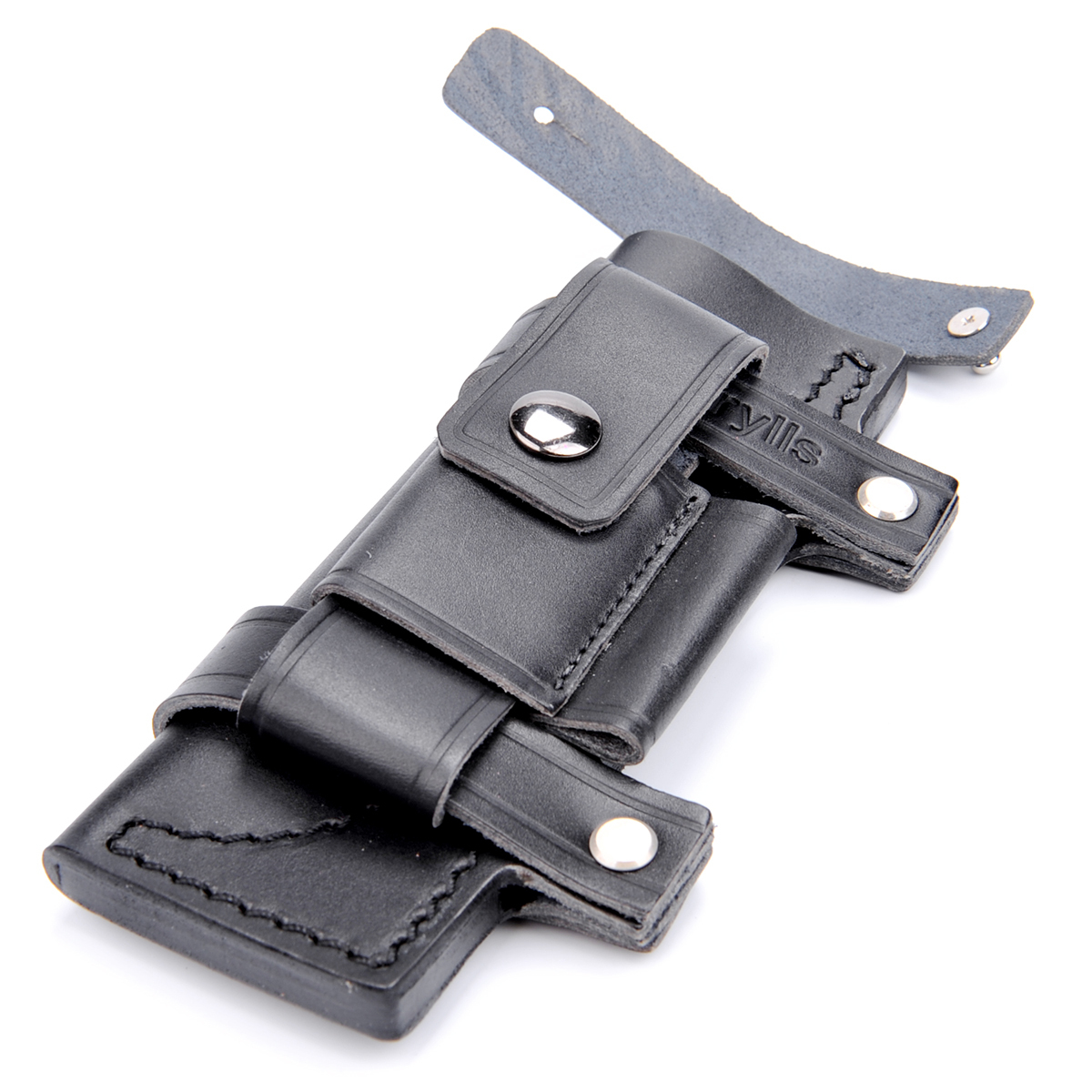 7" Fixed Knife Straight Leather Sheath with Pouch Bag Black Sports Hunting