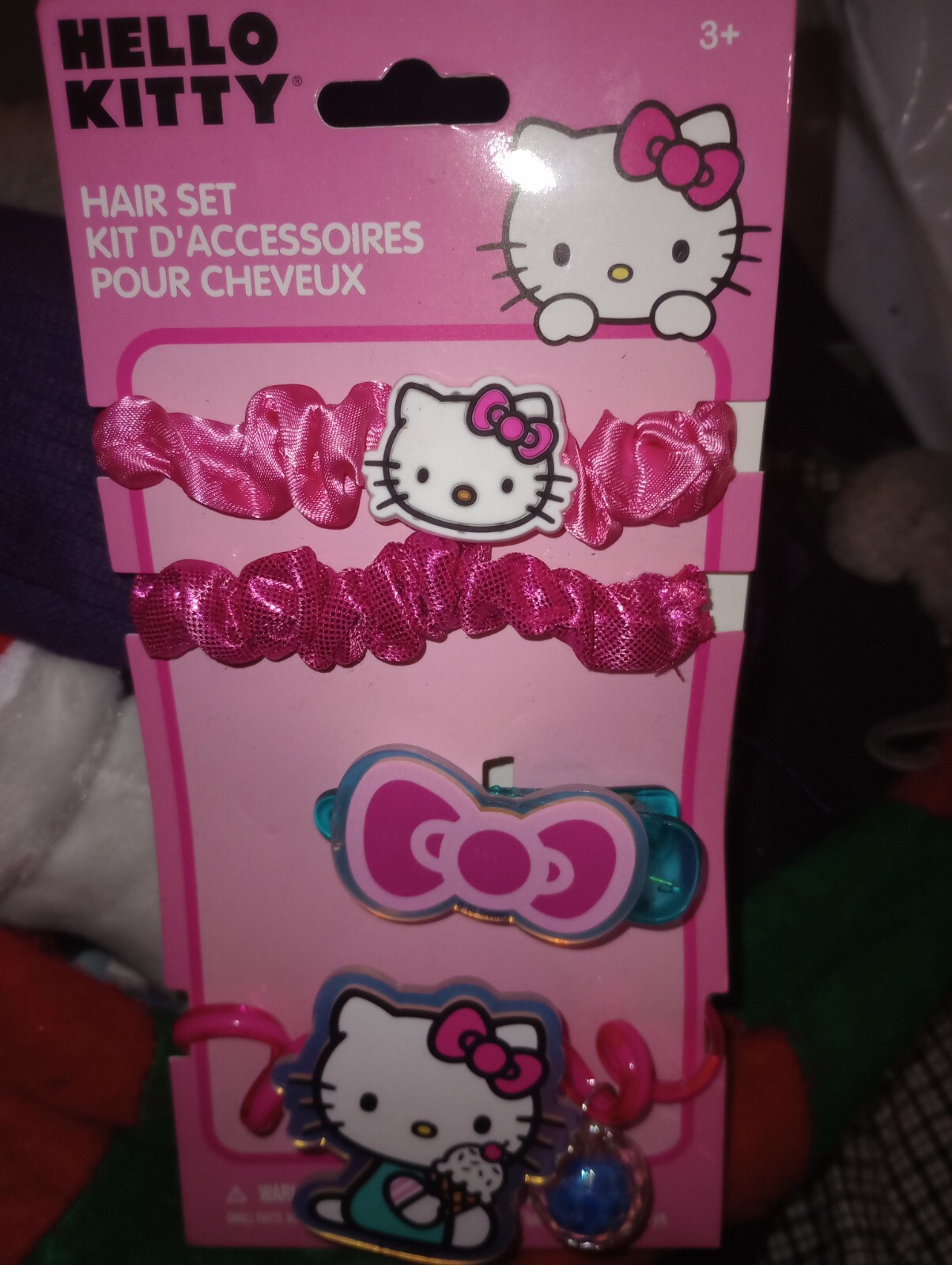 NEW Hello Kitty Pink Scrunchies & Barrette Hair Set Accessories Christmas Gift