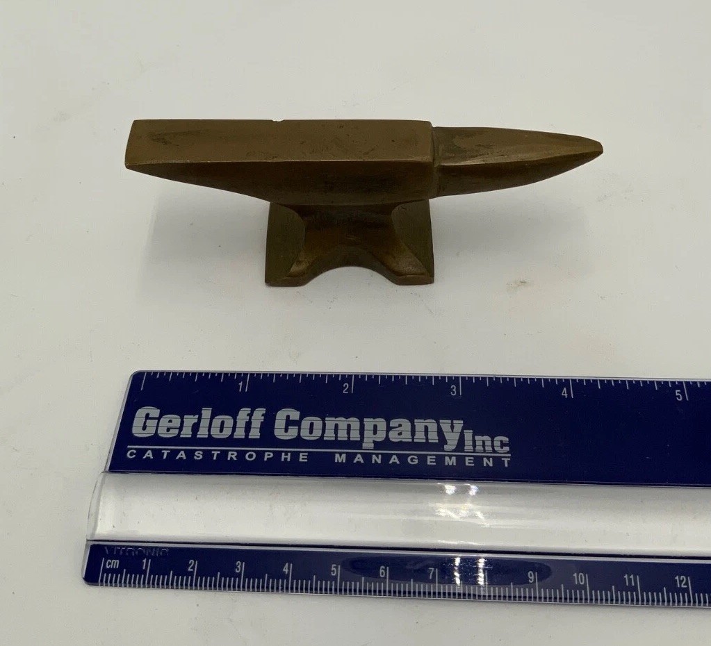 Vintage Antique 4.5” Tiny Mini Brass Bronze Anvil Blacksmith Forge 9.6 oz