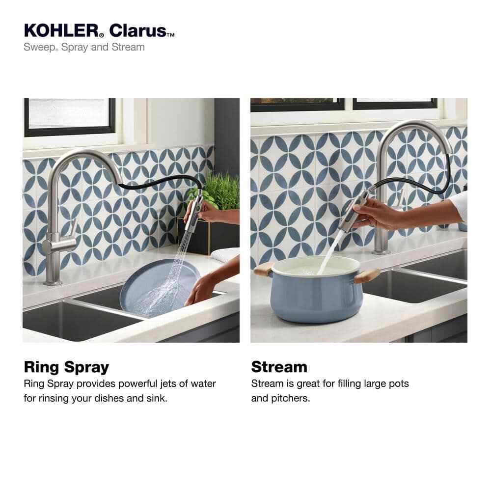 KOHLER Clarus Single Handle Pull Down Sprayer Kitchen Faucet - Vibrant Stainless