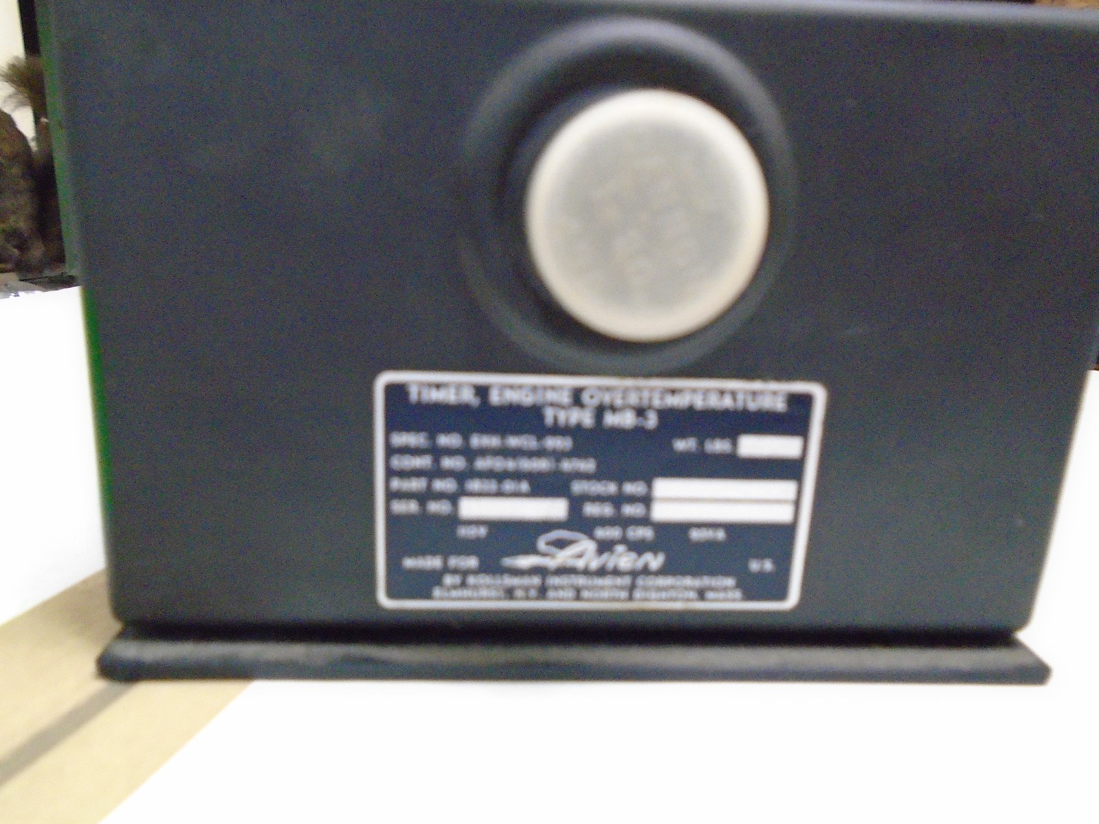 vintage aircraft kollsman engine over temperature timer mb-3