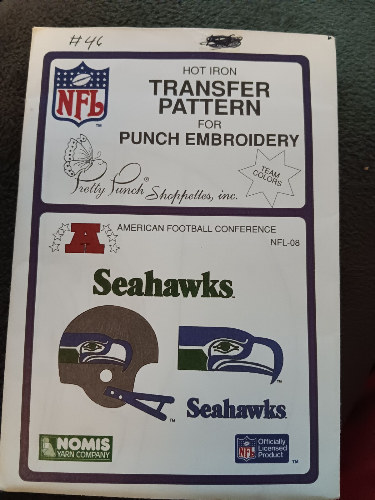 NFL Seahawks NFL-08 Hot Iron transfer pattern for punch embroidery