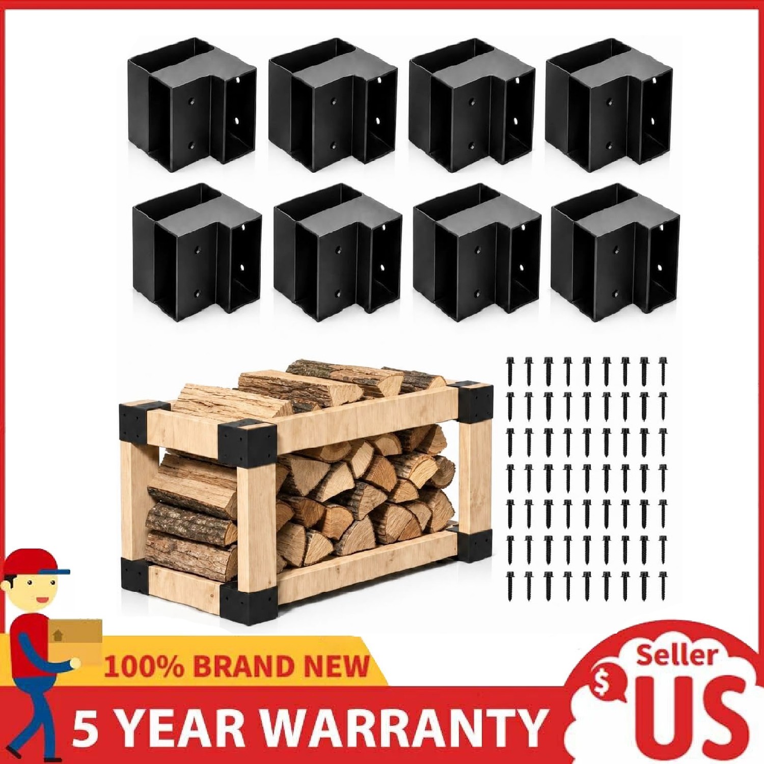 Workbench Bracket Kit, 8 Pack Steel 3-Way Right Angle Corner Brackets Fit 2x4