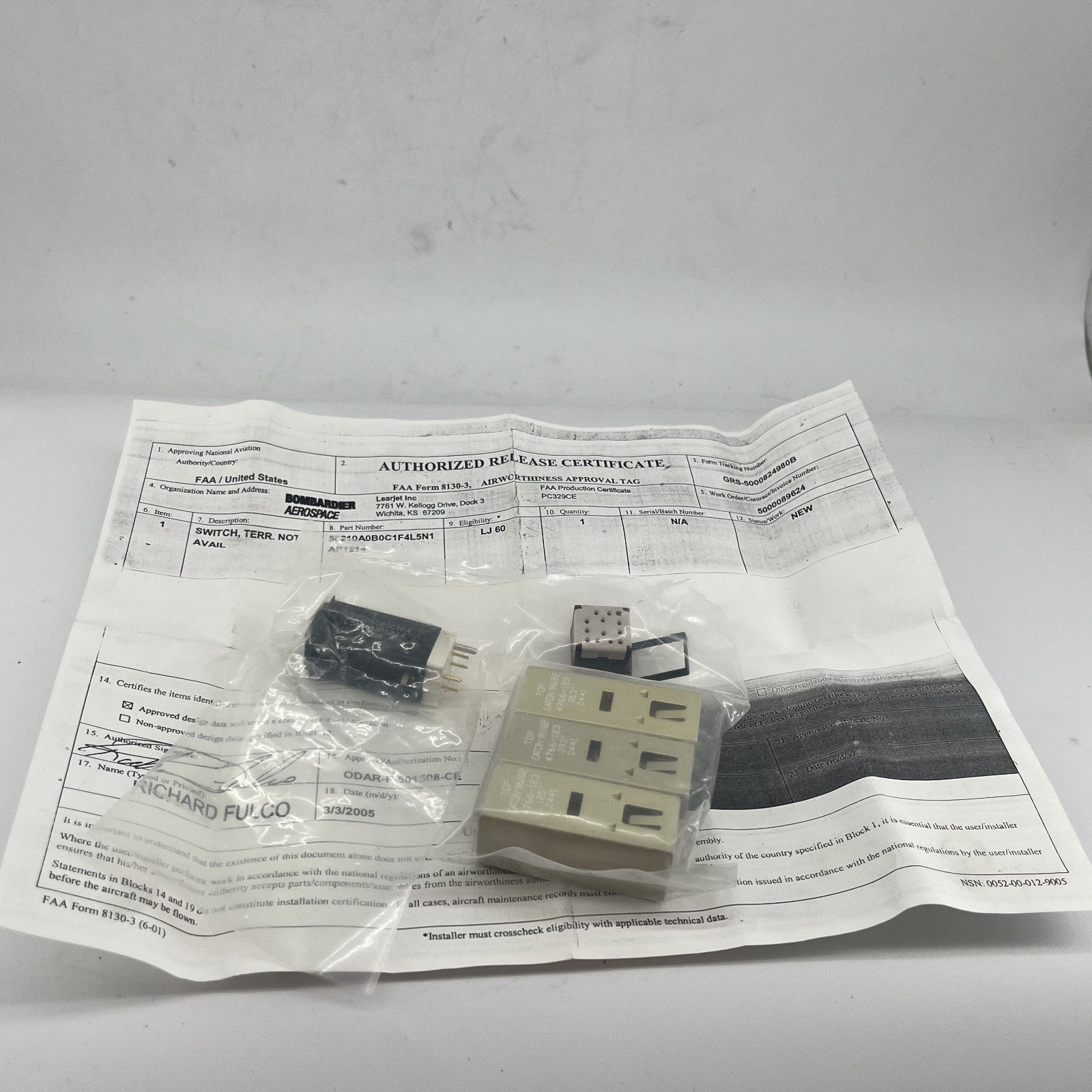 4766-123 / 58210A0B0C1F4L5N1 AP1214 | Bombardier: SWITCH, TERR w 8130-3 NEW